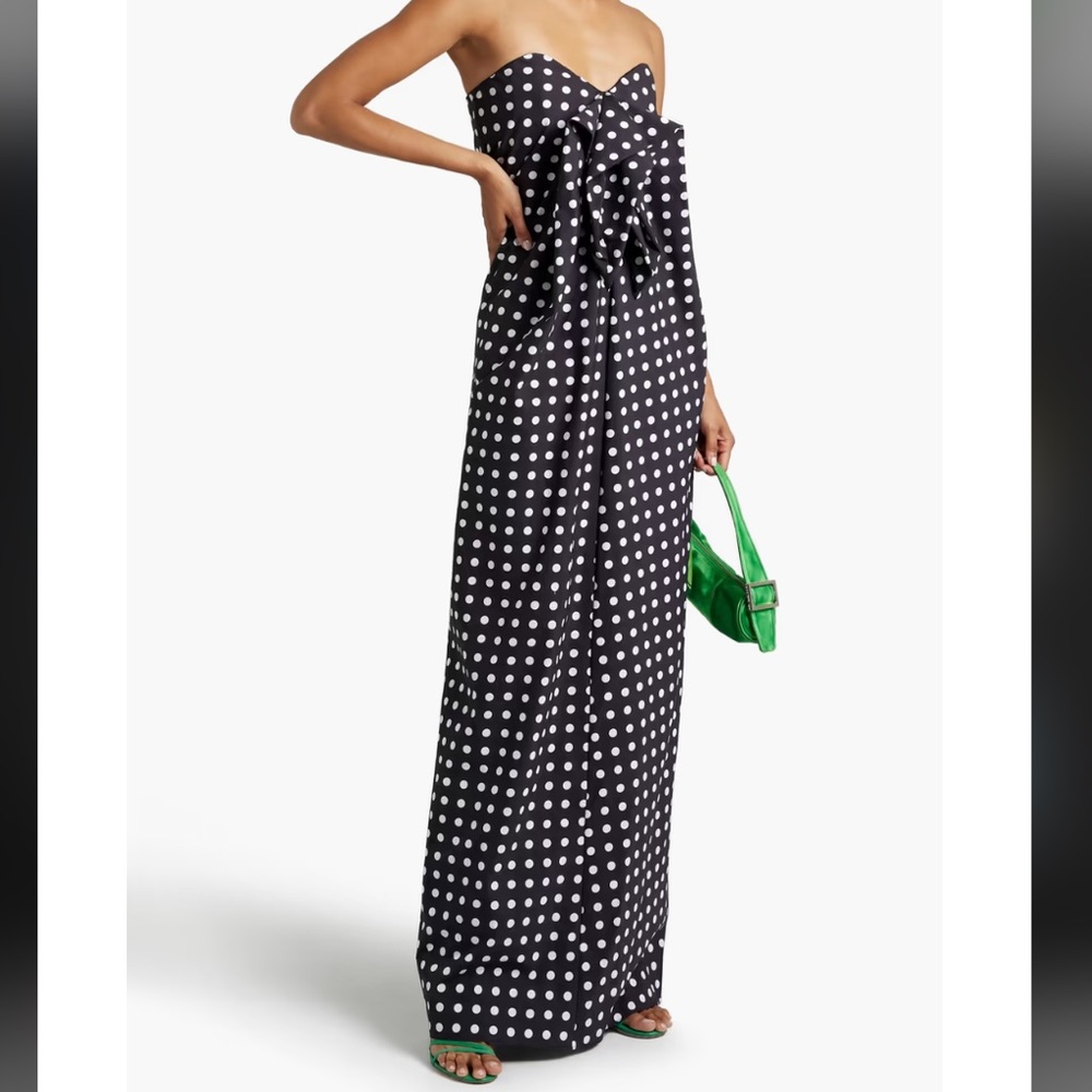 NWT CAROLINE CONSTAS Size XS 
Kaia strapless polka-dot cotton-blend maxi dress